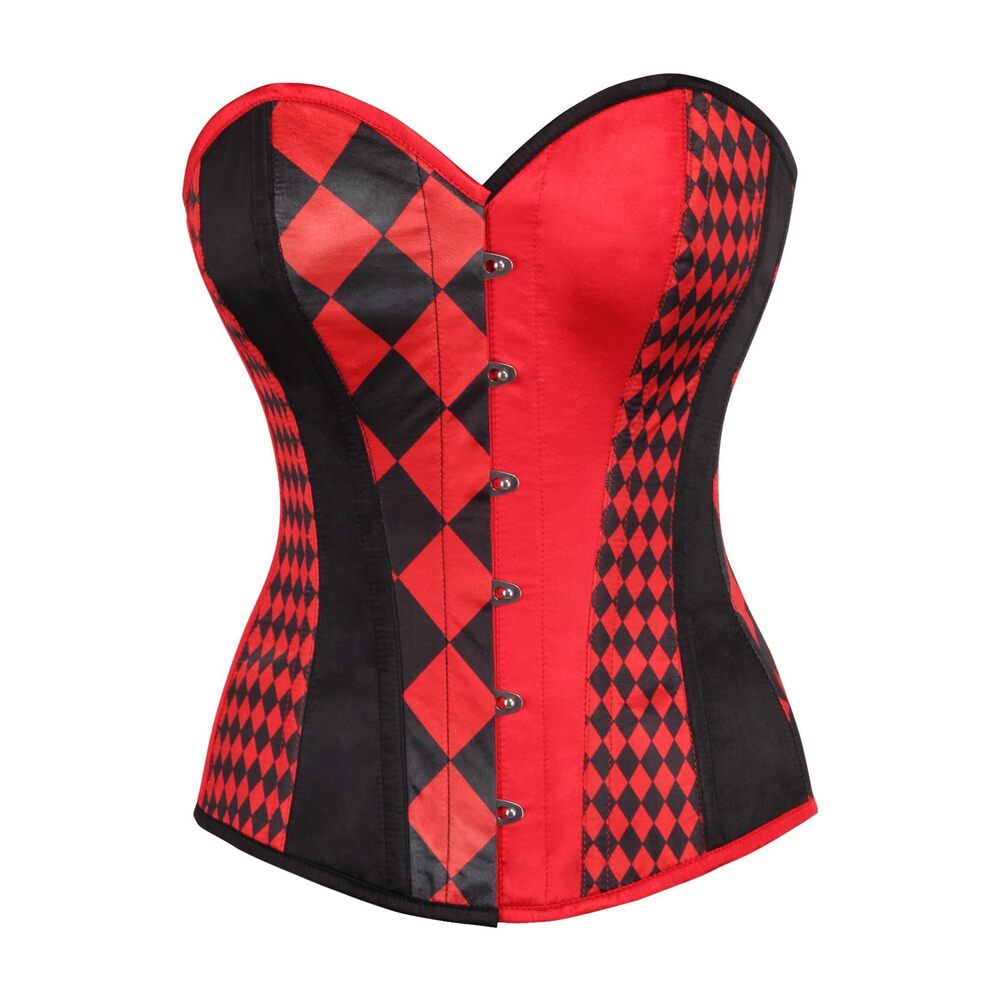 6746 Top Drawer Black/Red Print Steel Boned Corset